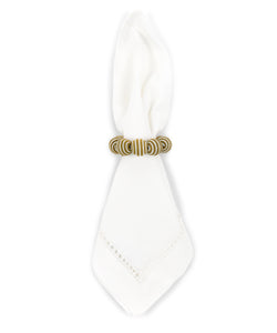Rebecca Udall Set of 4 Striped Napkin Rings, Tobacco with Napkin