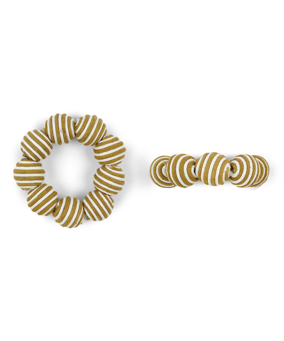 Rebecca Udall Set of 4 Striped Napkin Rings, Tobacco, Detail