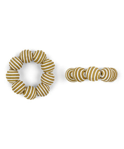 Rebecca Udall Set of 4 Striped Napkin Rings, Tobacco, Detail
