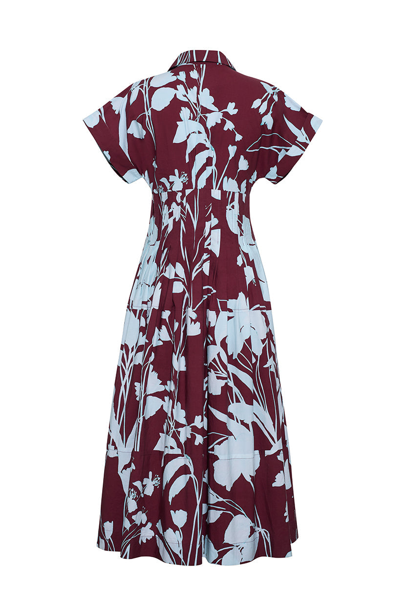 Nash Midi Dress in Botanic Maroon