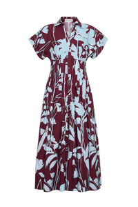 Nash Midi Dress in Botanic Maroon