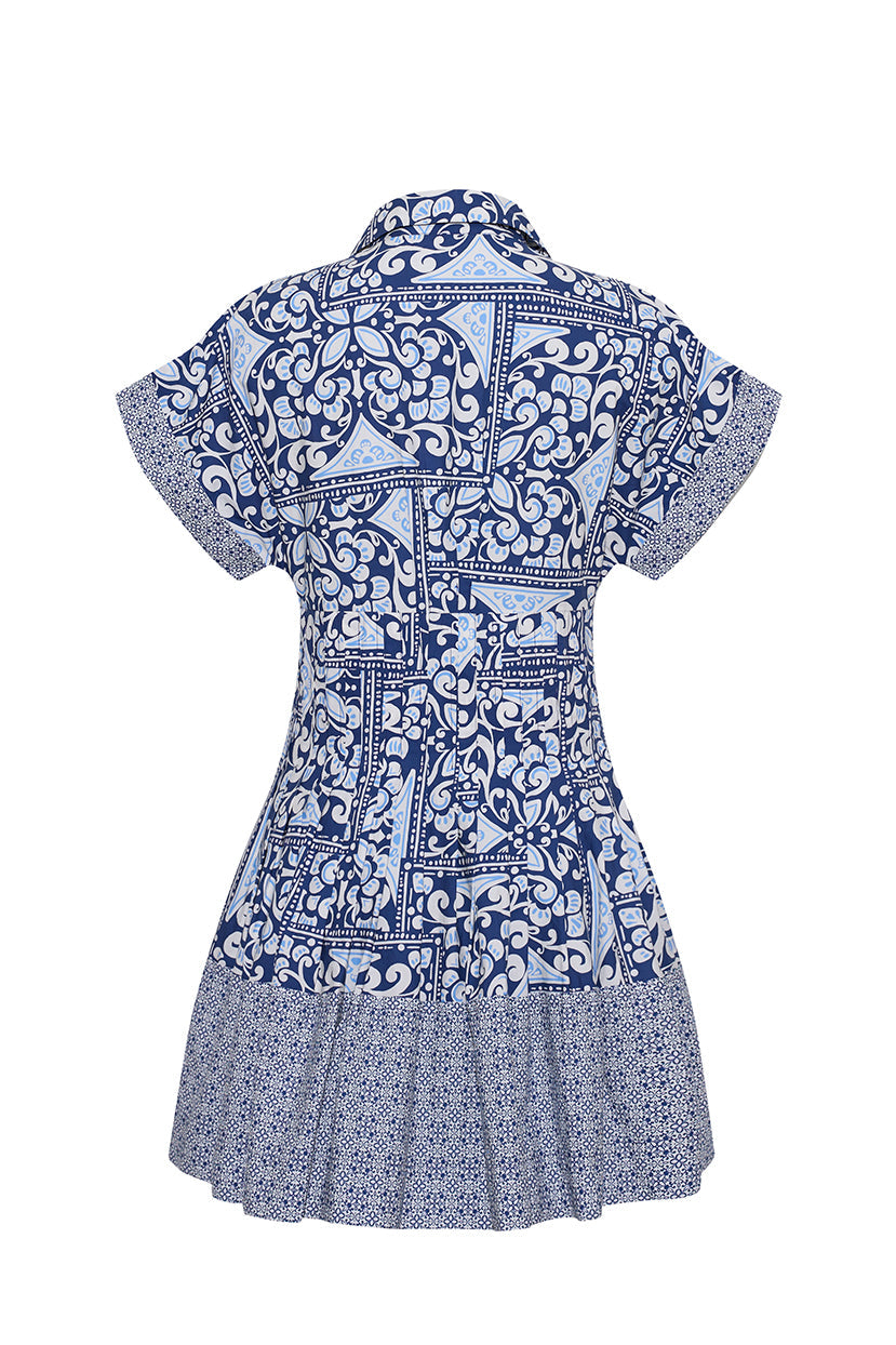 Nash Mini Dress in Heart Tile Navy