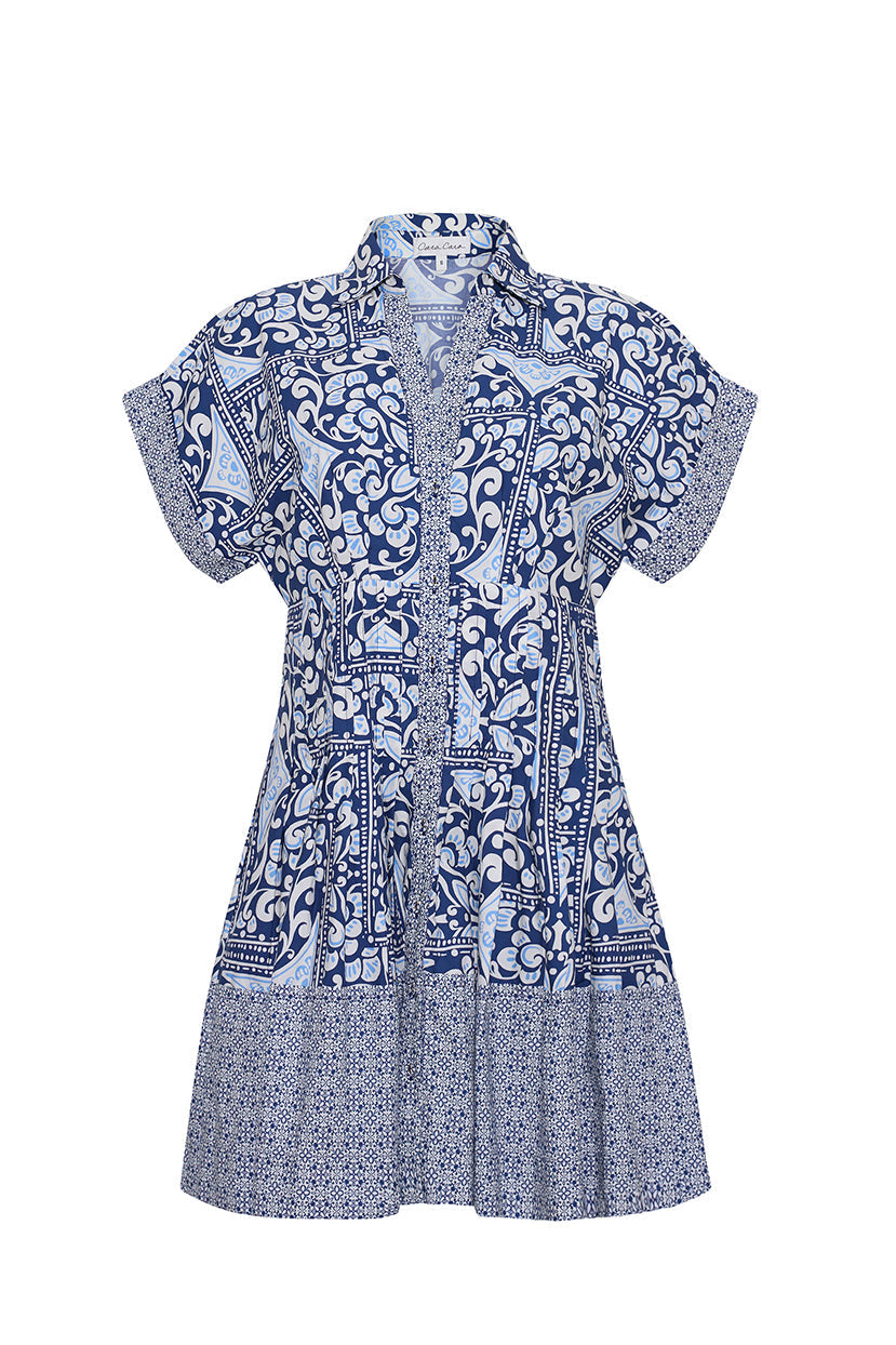 Nash Mini Dress in Heart Tile Navy