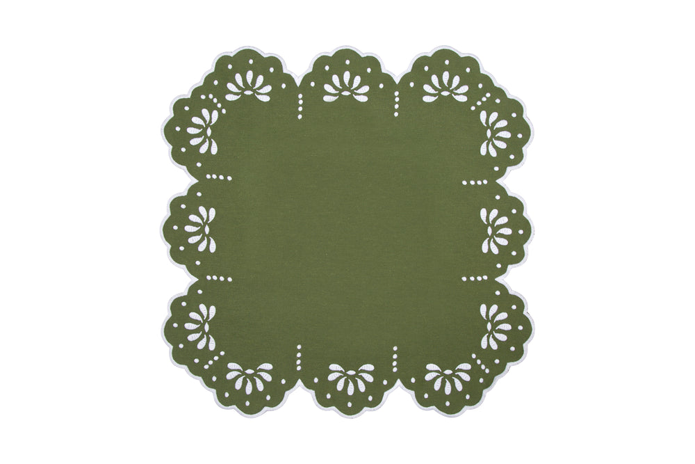 Natalie Placemat & Napkin Set in Green & White
