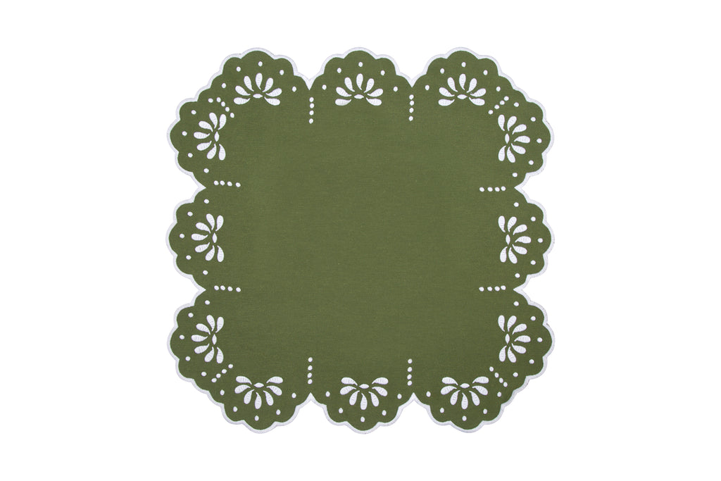 Natalie Placemat & Napkin Set in Green & White