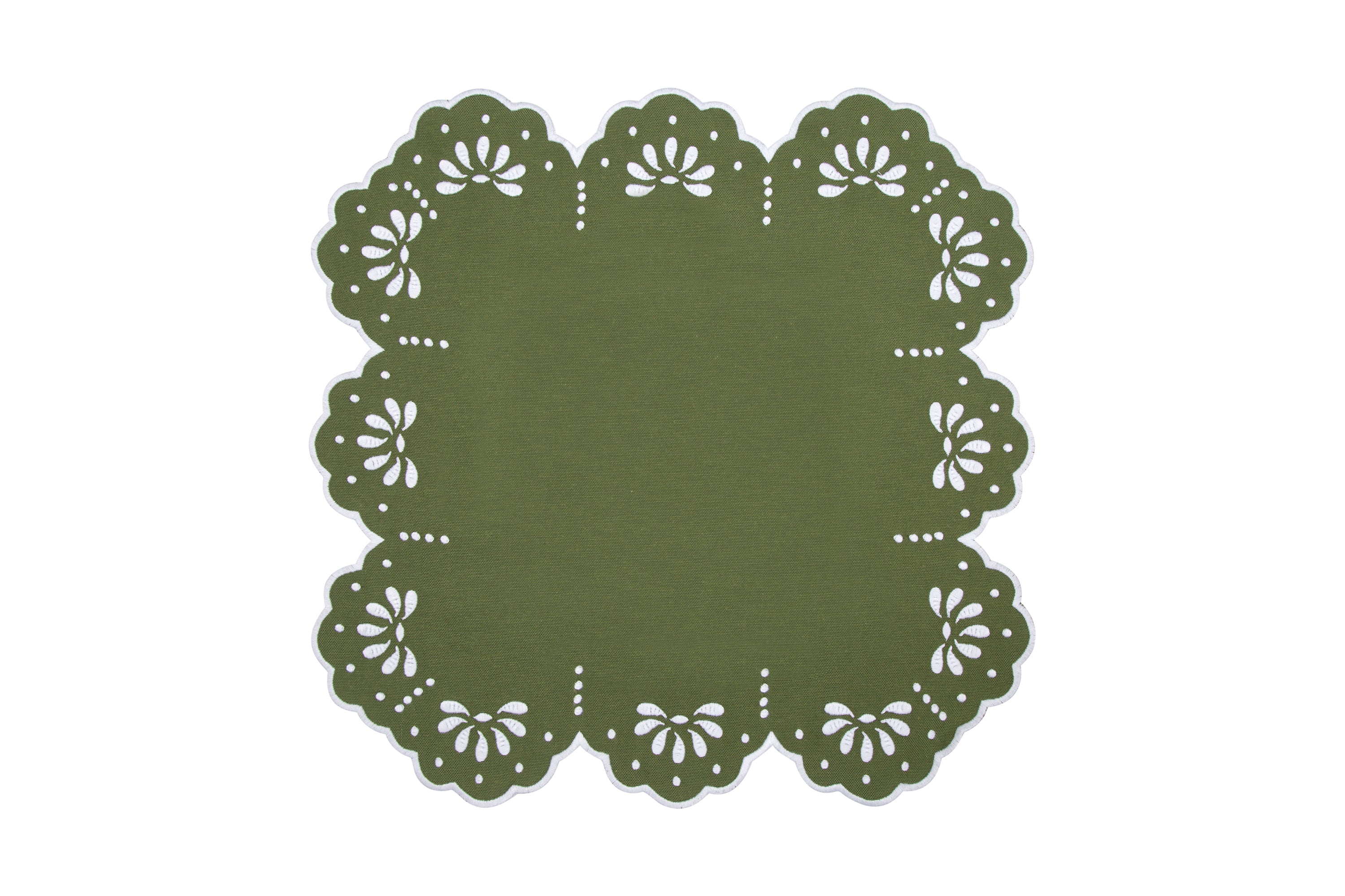 Natalie Placemat & Napkin Set in Green & White