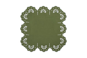 Natalie Placemat & Napkin Set in Green & White