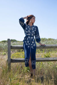 Navy Blythe Belted Dress