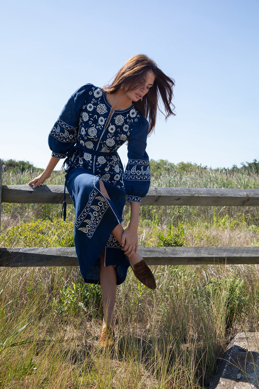 Navy Blythe Belted Dress