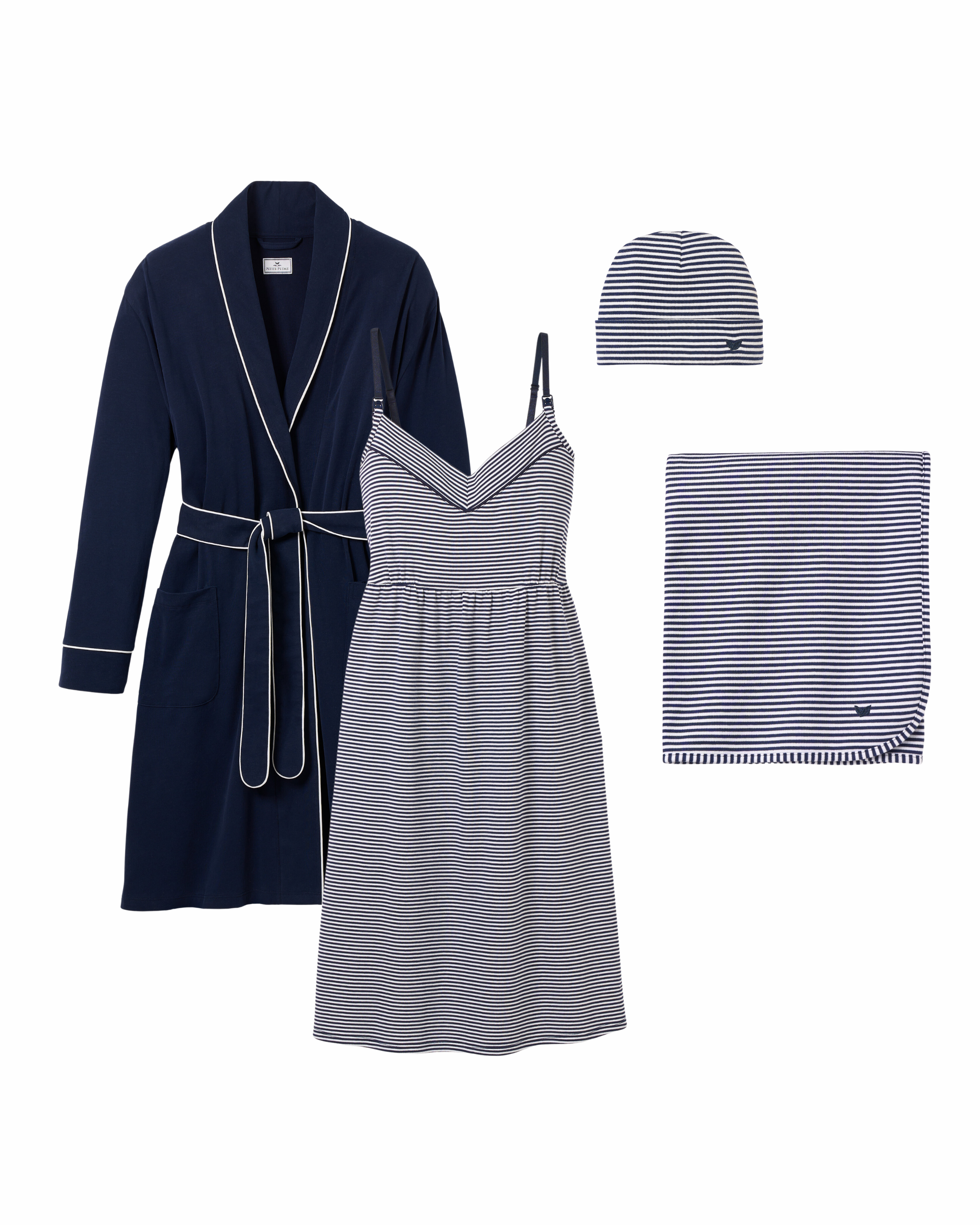 The Hospital Stay Luxe Set in Navy & Navy Stripe