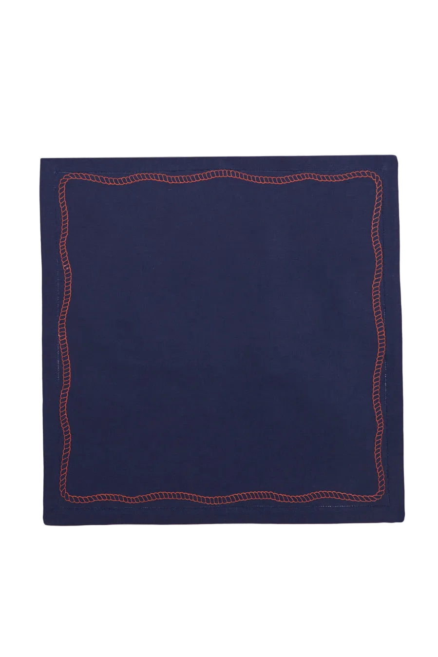 Bowline Linen Napkin in Navy with Blood Orange