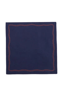 Bowline Linen Napkin in Navy with Blood Orange