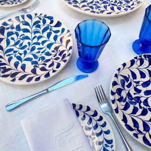 Navy Blue Scroll Dinner Plates, Set of 4