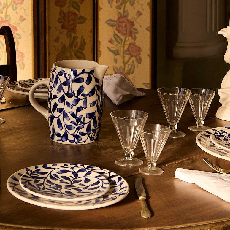 Navy Blue Scroll Side Plates, Set of 4