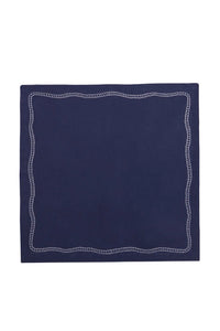 Bowline Linen Napkin in Navy with White