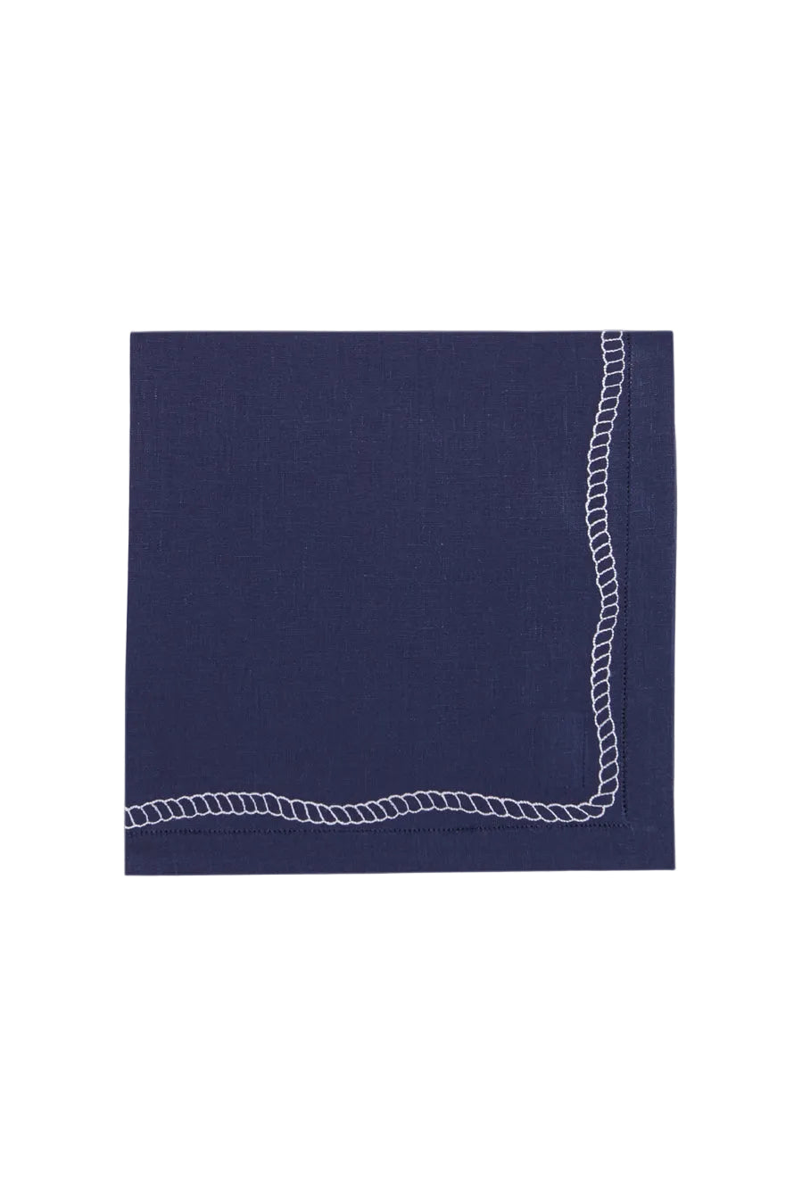 Bowline Linen Napkin in Navy with White