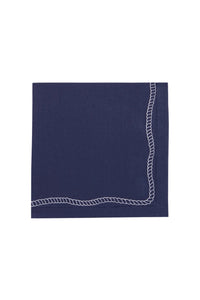 Bowline Linen Napkin in Navy with White