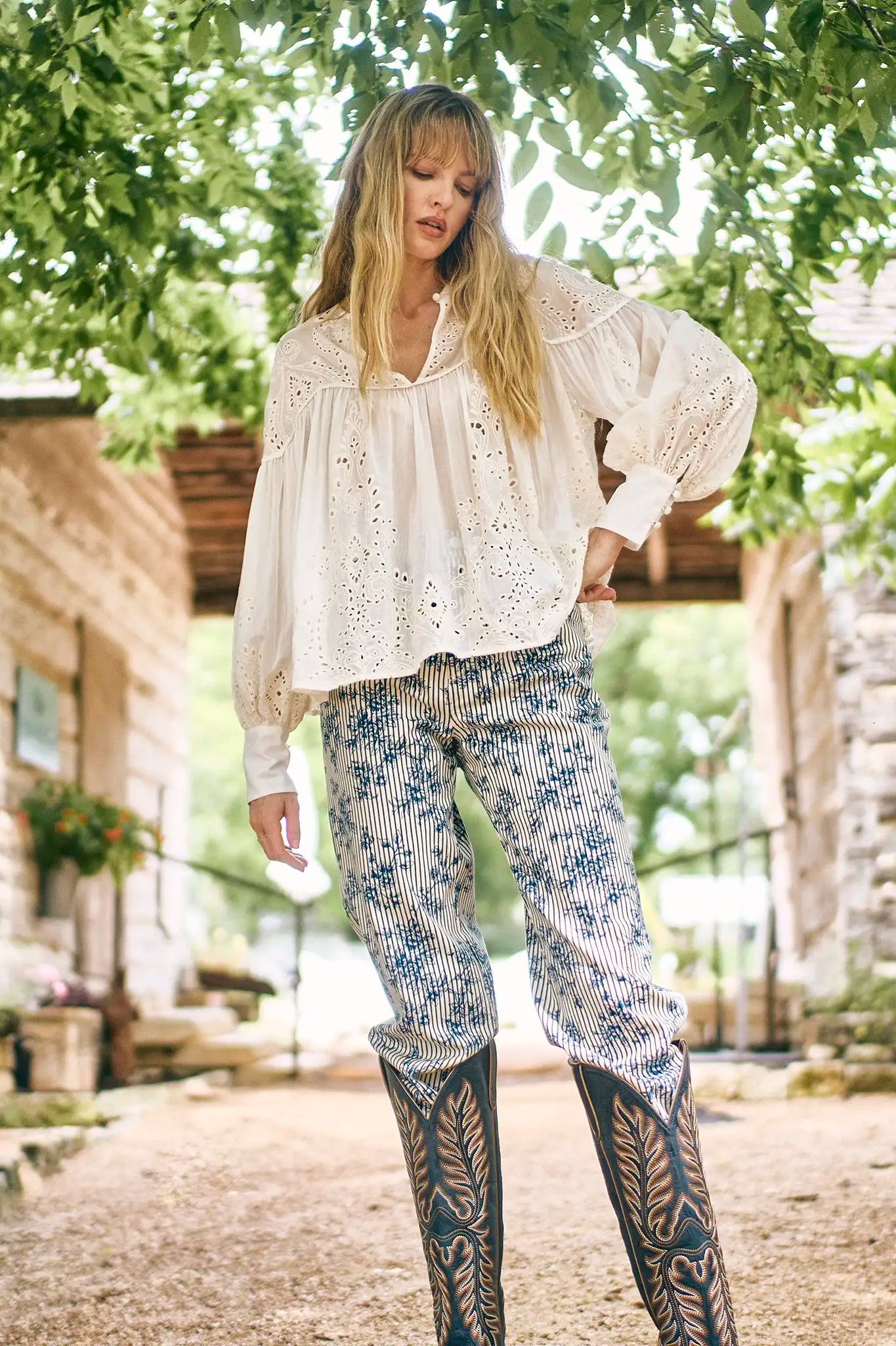 Lakelynn Pant in Cornflower Toile
