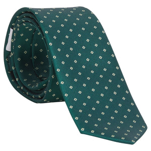 Little English traditional children's clothing.  Boy's hunter green patterned neck tie for formal occasions.