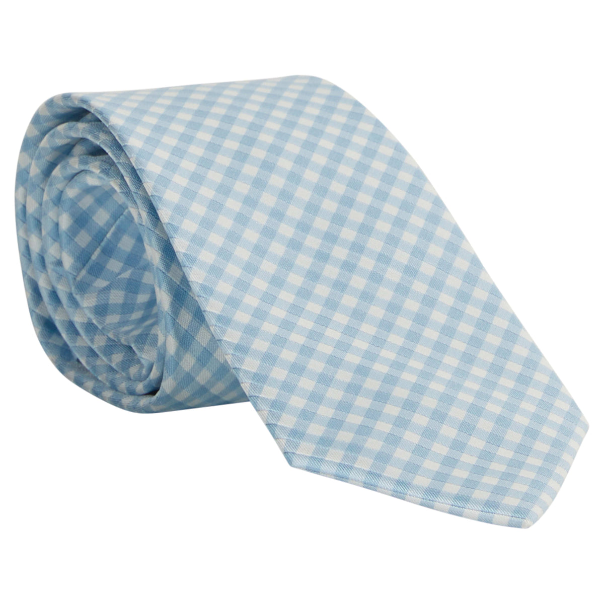 little english classic children's clothing,  boys light blue gingham necktie 