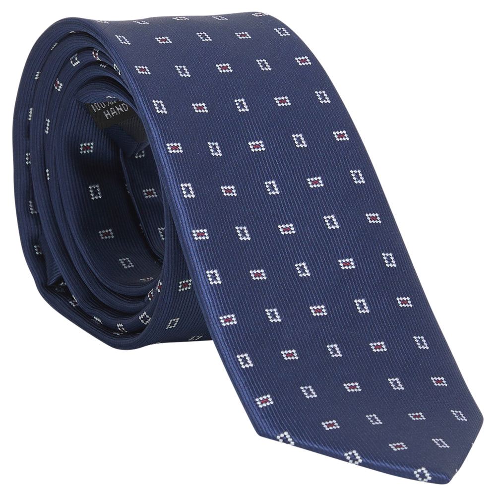Little English traditional children's clothing.  Boy's navy patterned neck tie for formal occasions.