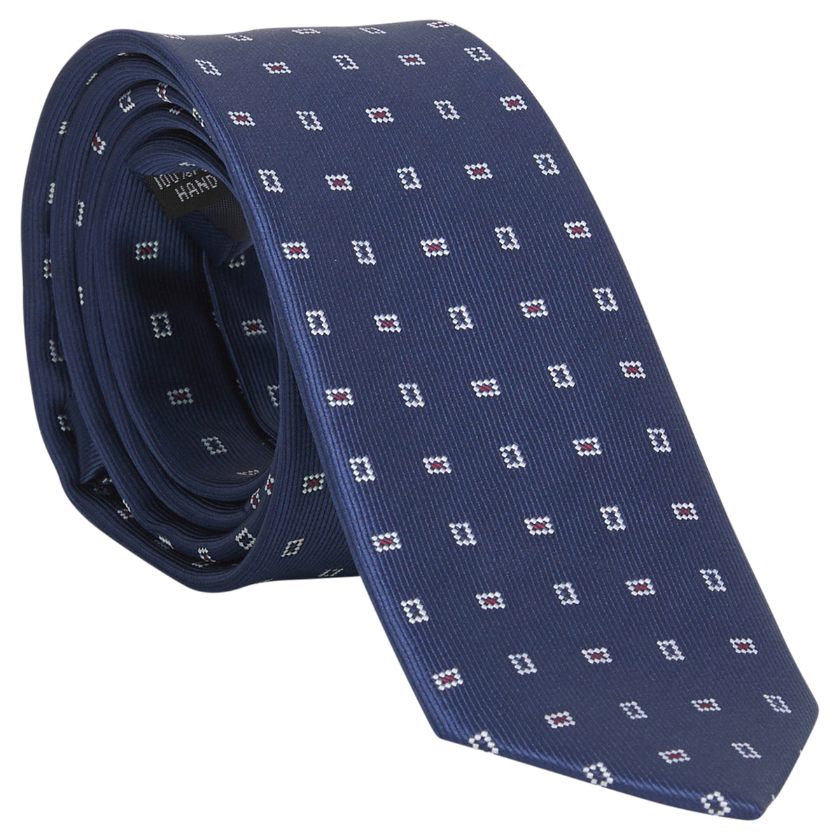 Little English traditional children's clothing.  Boy's navy patterned neck tie for formal occasions.