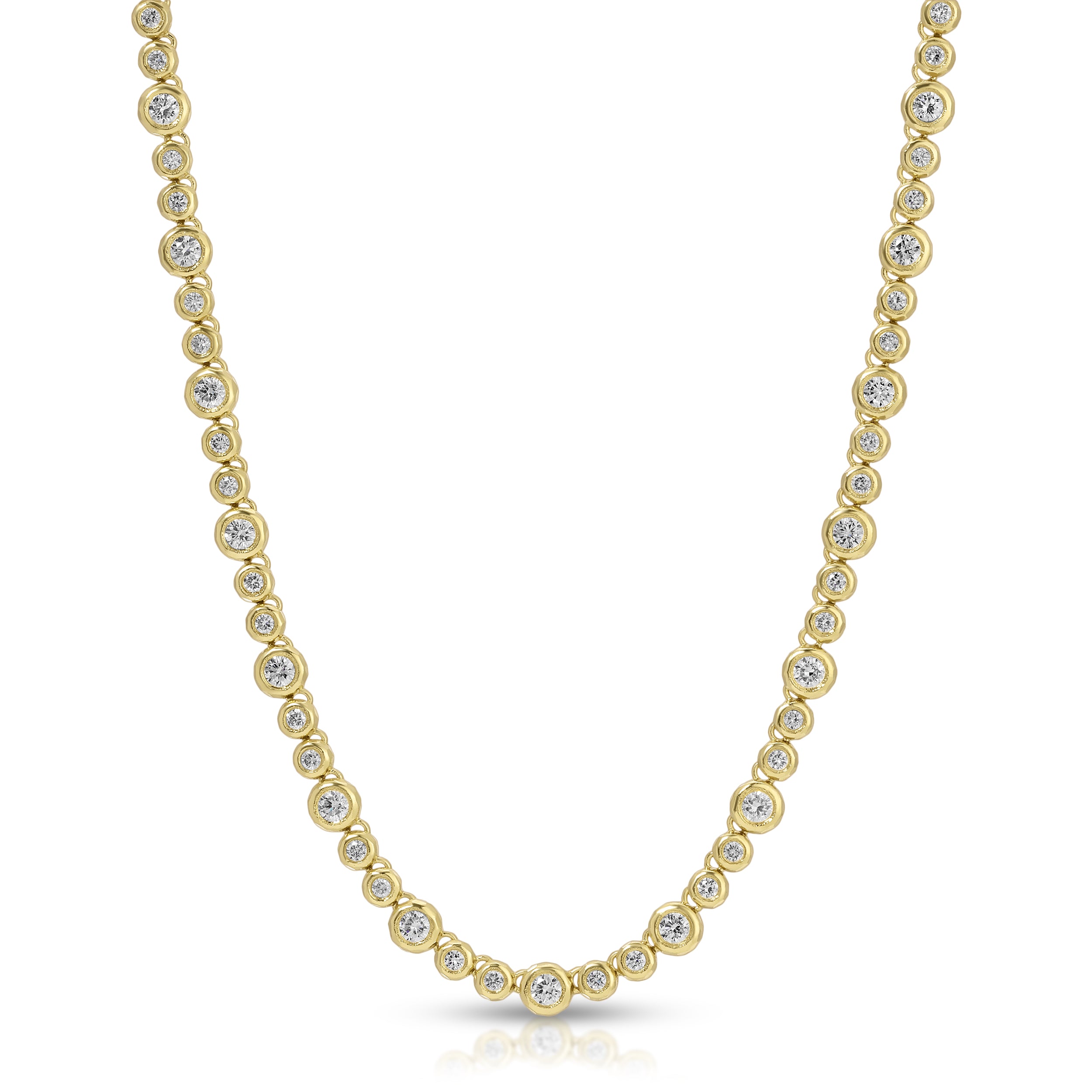 Micro Nesting Gem Tennis Necklace in Diamond