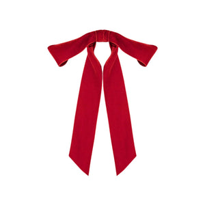 Adley Velvet Bow Barrette in Rouge
