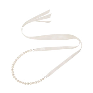 Pearl Ribbon Tie in Cream Pearl