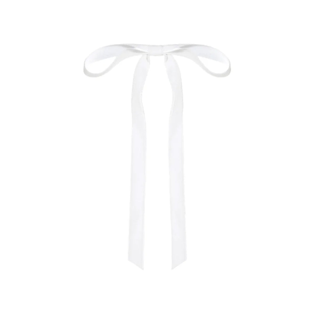 Aida Velvet Bow Barrette in Cream