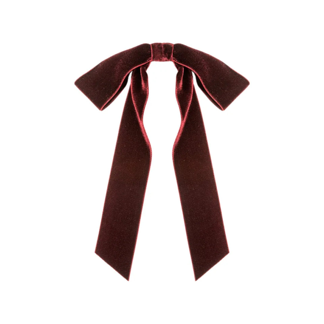 Adley Velvet Bow Barrette in Pinot