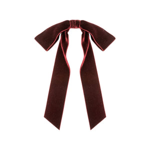 Adley Velvet Bow Barrette in Pinot