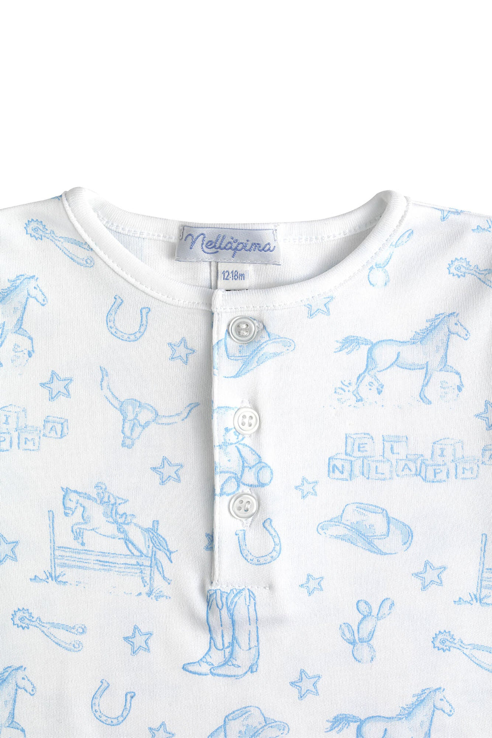 Nellapima Lone Star Toile Pajamas Blue Detail