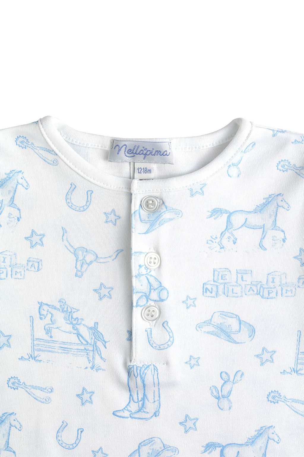Nellapima Lone Star Toile Pajamas Blue Detail