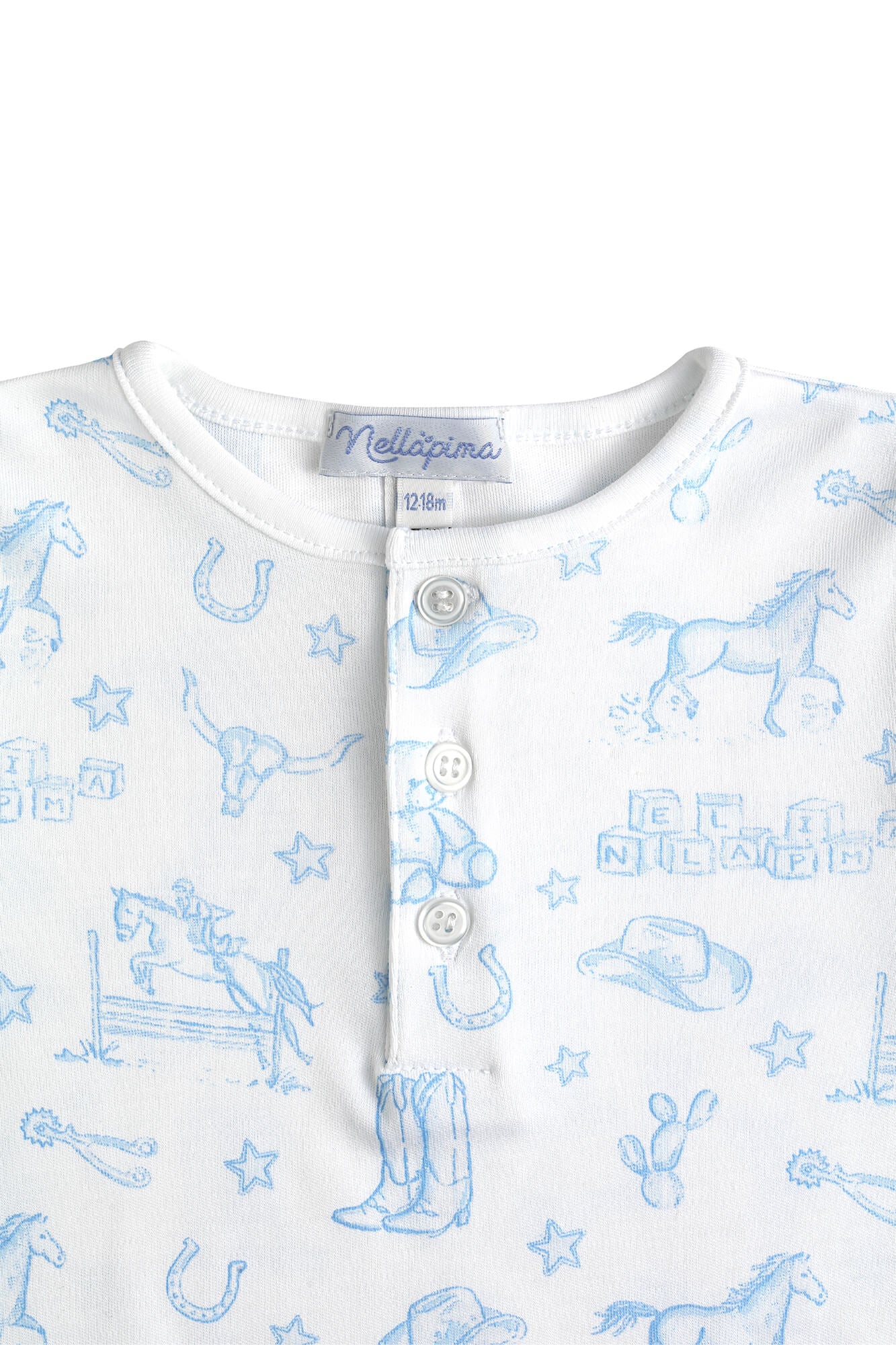 Nellapima Lone Star Toile Pajamas Blue Detail