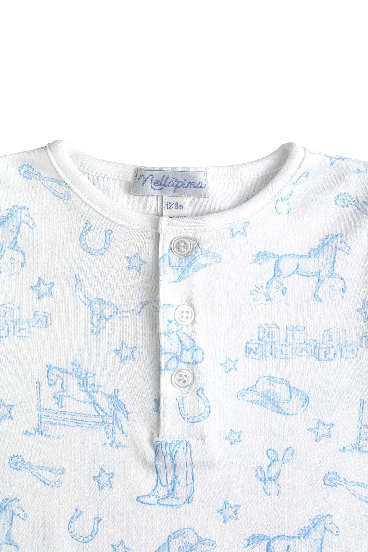 Nellapima Lone Star Toile Pajamas Blue Detail