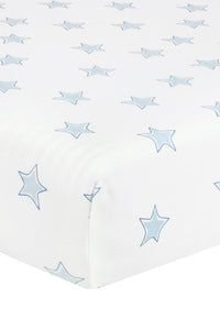 Blue Stars Print Crib Sheets