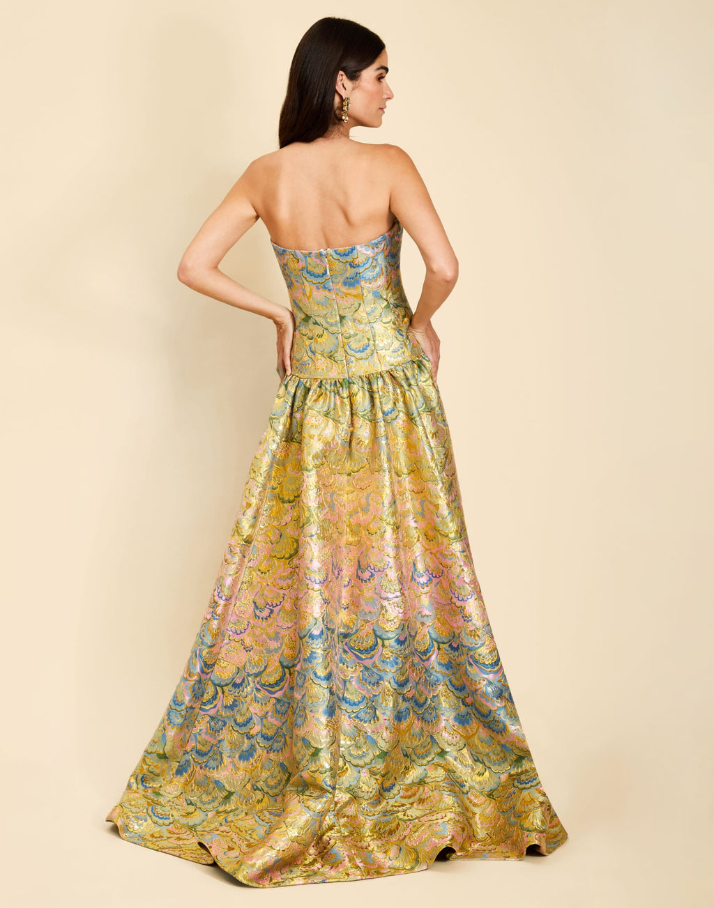 Nereida Dropwaist Gown in Gilded Marble