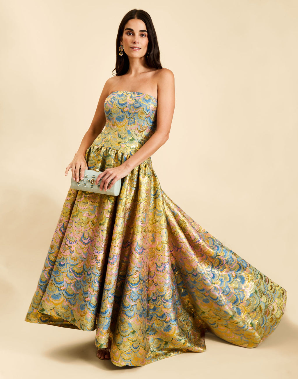 Nereida Dropwaist Gown in Gilded Marble