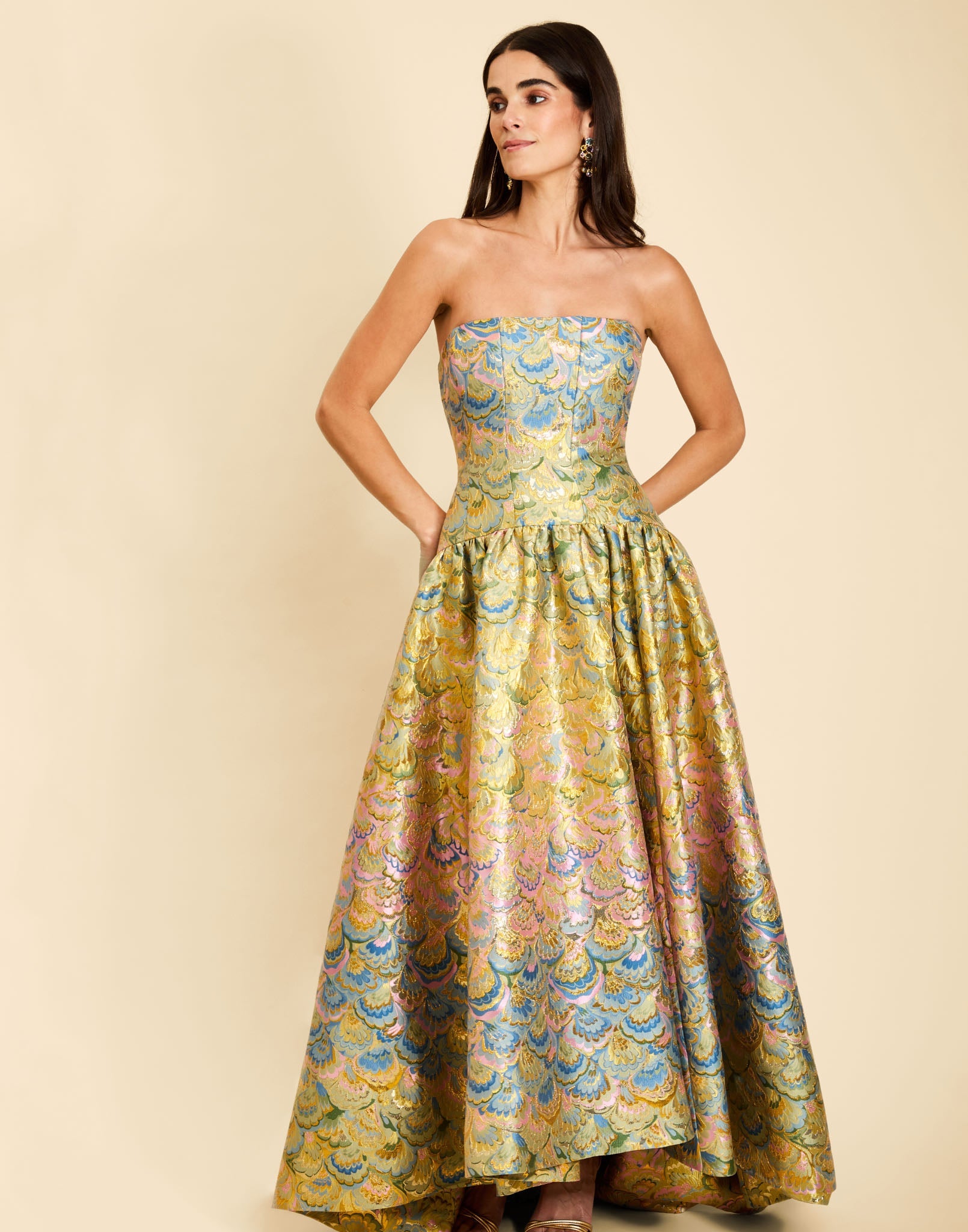 Nereida Dropwaist Gown in Gilded Marble