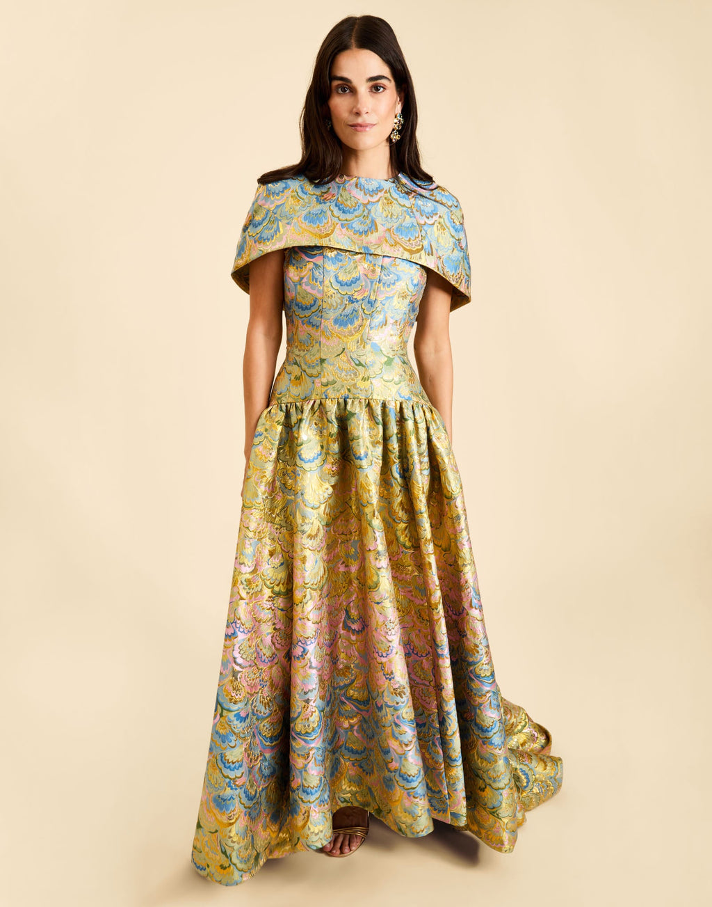 Nereida Dropwaist Gown in Gilded Marble