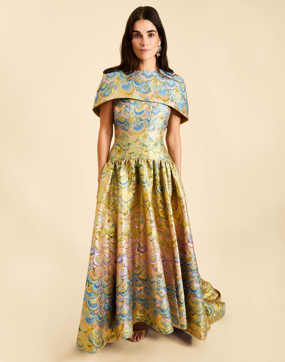 Nereida Dropwaist Gown in Gilded Marble