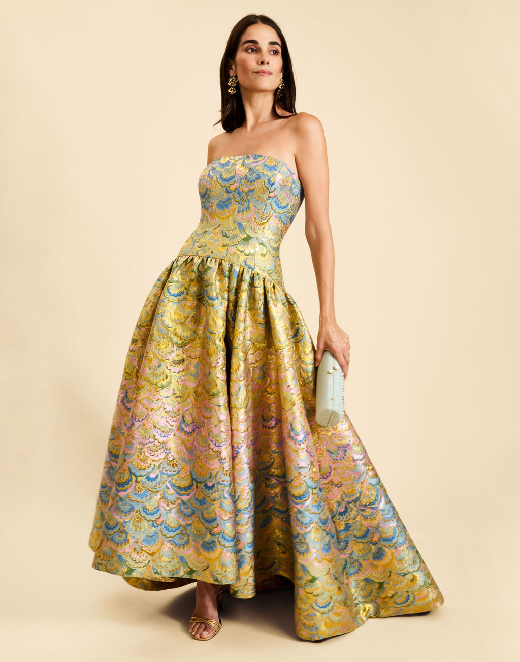 Nereida Dropwaist Gown in Gilded Marble