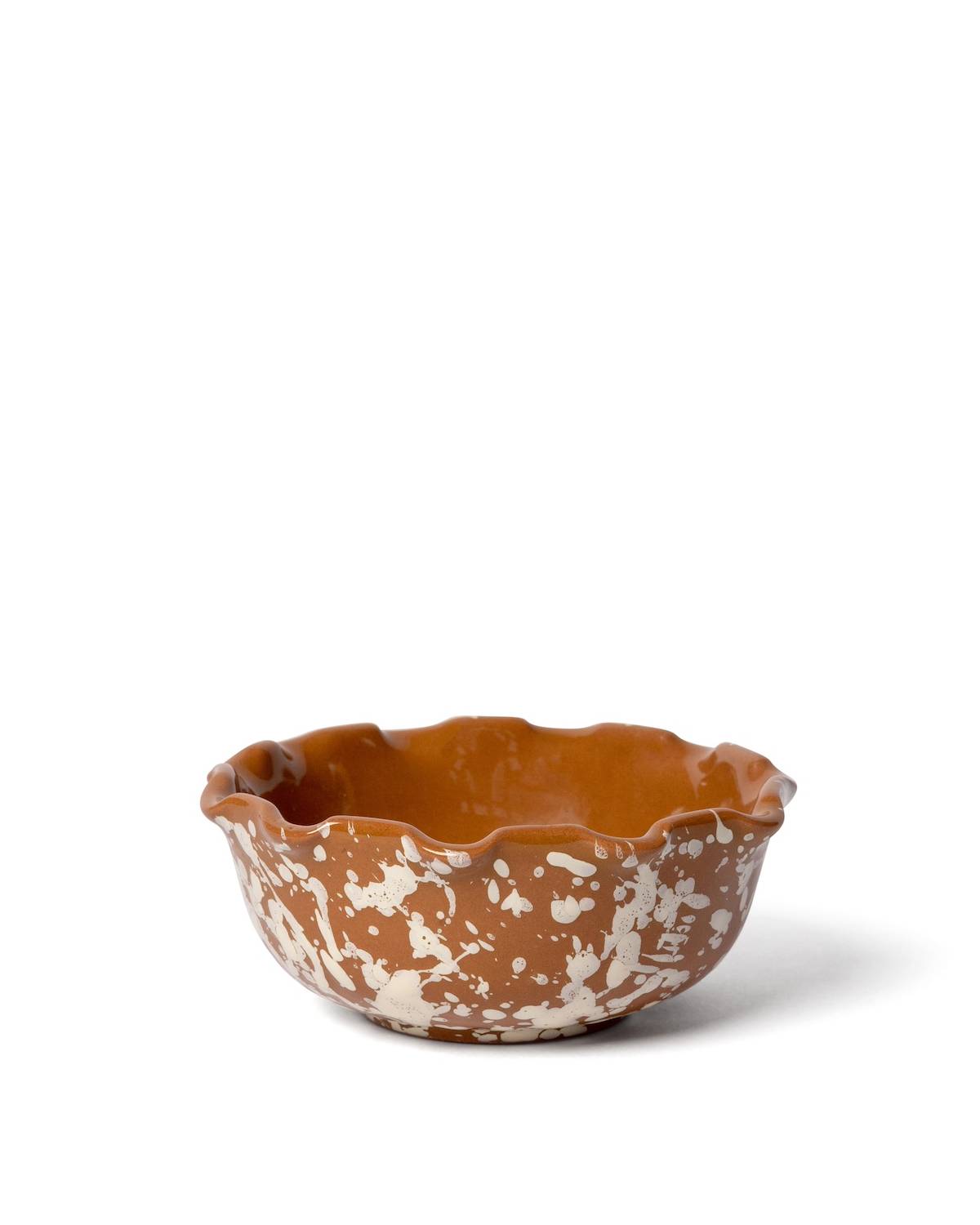 Splatter Scallop Dish in Terracotta & Cream