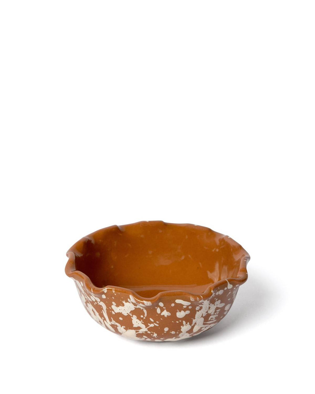 Splatter Scallop Dish in Terracotta & Cream