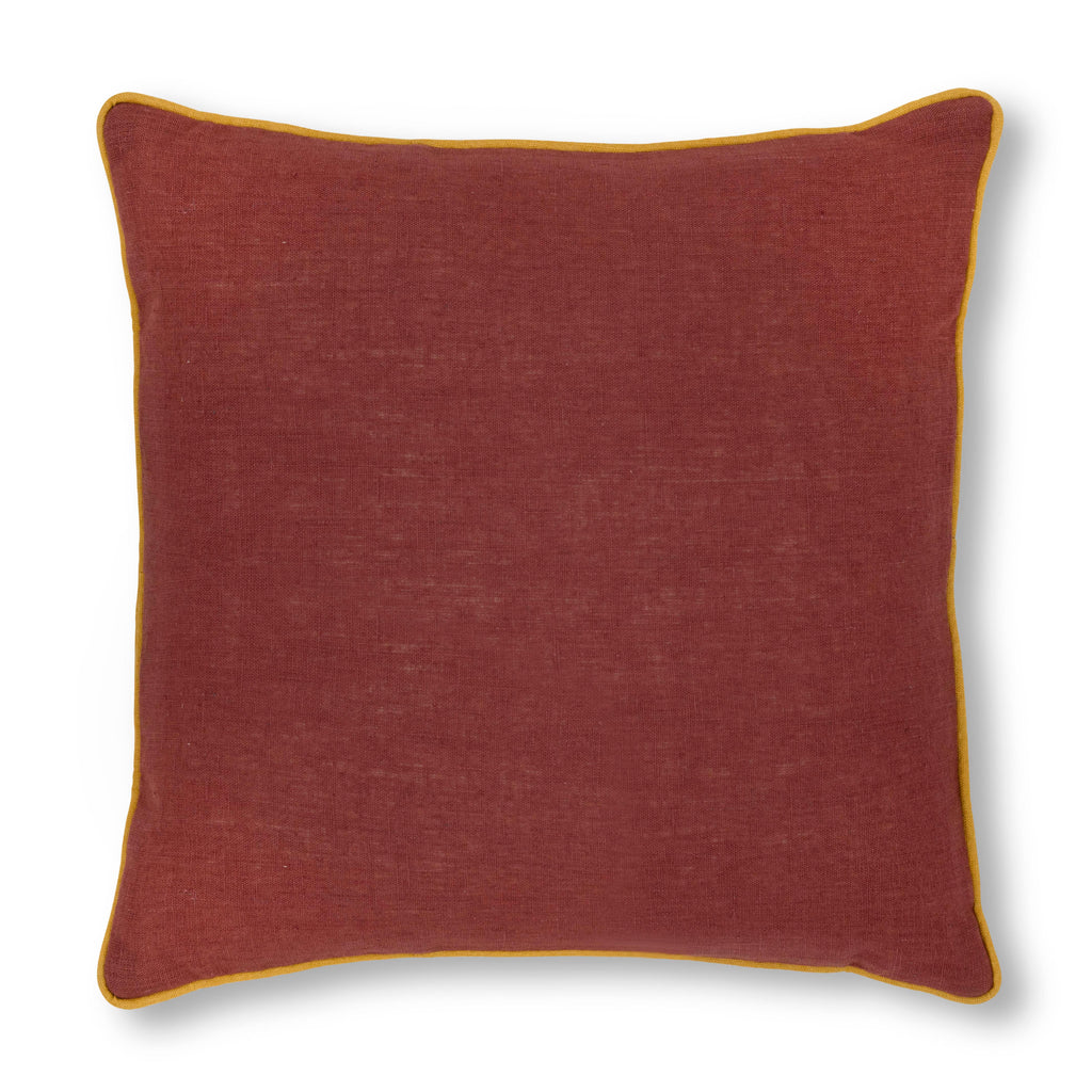 Marsala Cushion with Ochre Piping