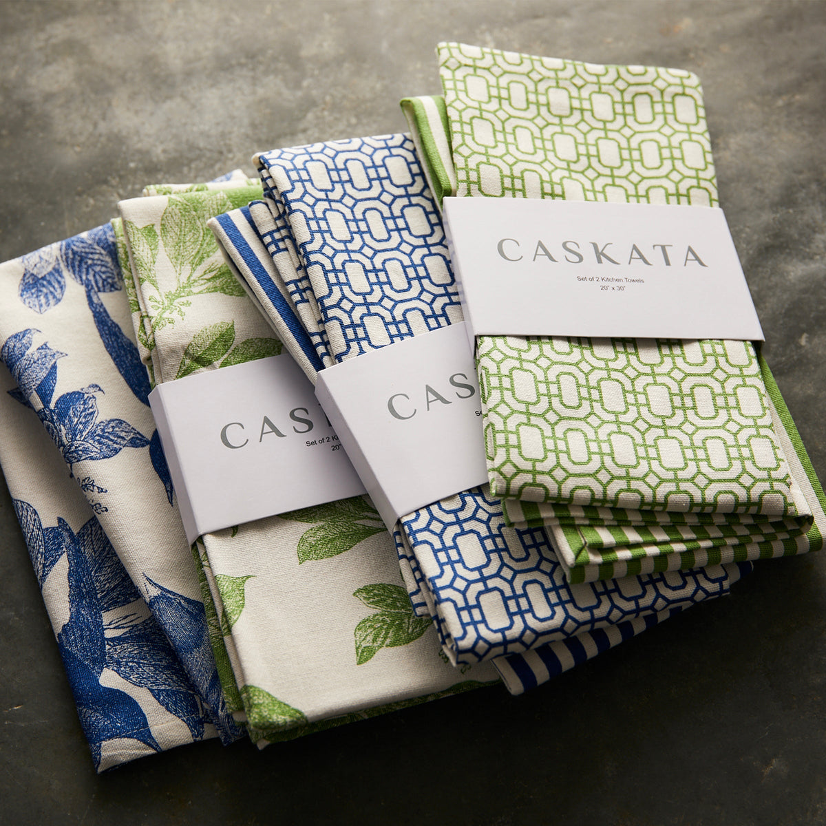 Arbor Birds Verde Kitchen Towels, Set of 2