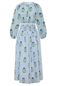 Newport Skirt in Blue & Green Flower