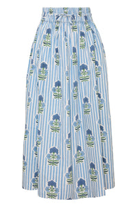 Newport Skirt in Blue & Green Flower