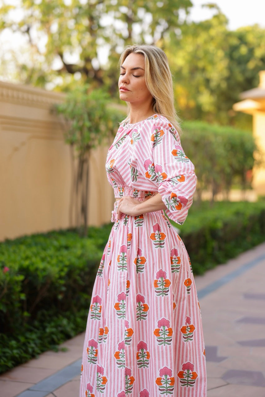 Newport Top in Pink & Orange Flower